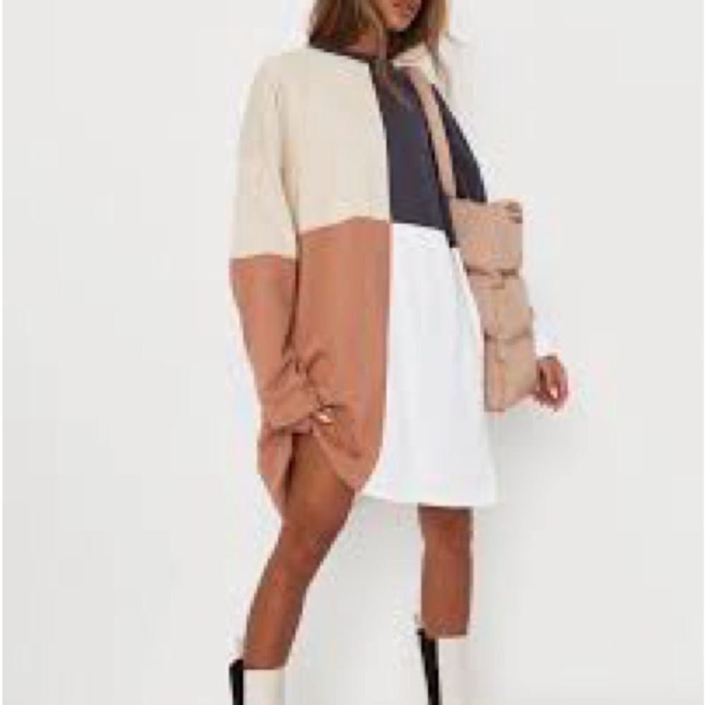 Missguided Colorblock Dress, oversized neutral tones - NWT